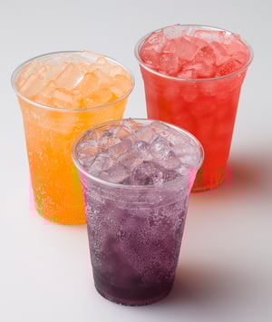 Chewblet ice in colorful beverages
