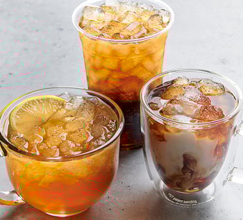 Beverage grouping with tea and iced coffee
