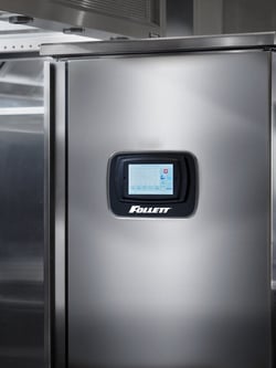 Close up image of Follett blast chiller in a commercial kitchen