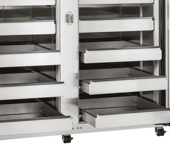 Blood bank refrigerator drawers and drawer glide close up animation