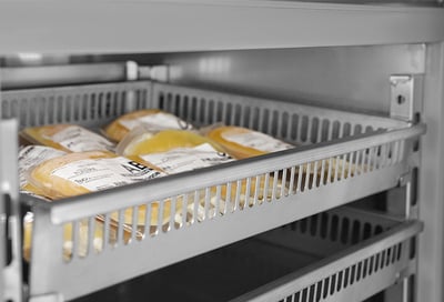 Bags of plasma in a medical refrigerator drawer