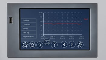 Follett refrigerator touchscreen showing a graph