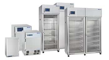 Grouping of Follett compact and full size refrigerators