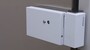 Closeup of Omnicell lock on a Follett refrigeratort