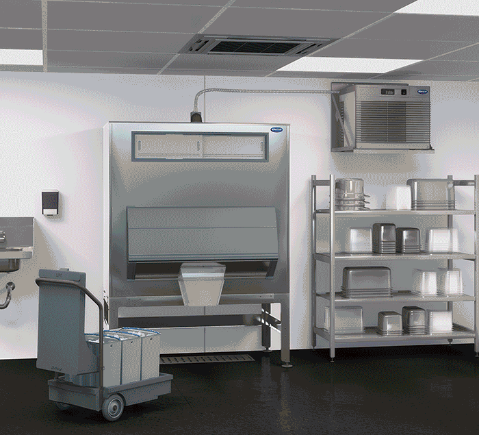 Animation showing Follett equipment in various foodservice settings