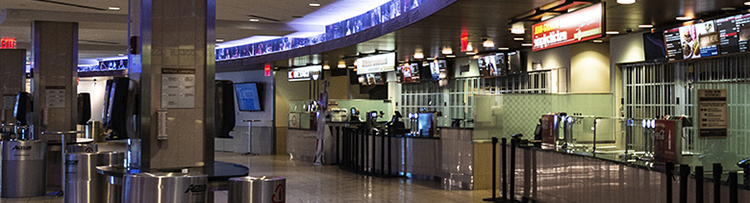 Sports arena food concourse